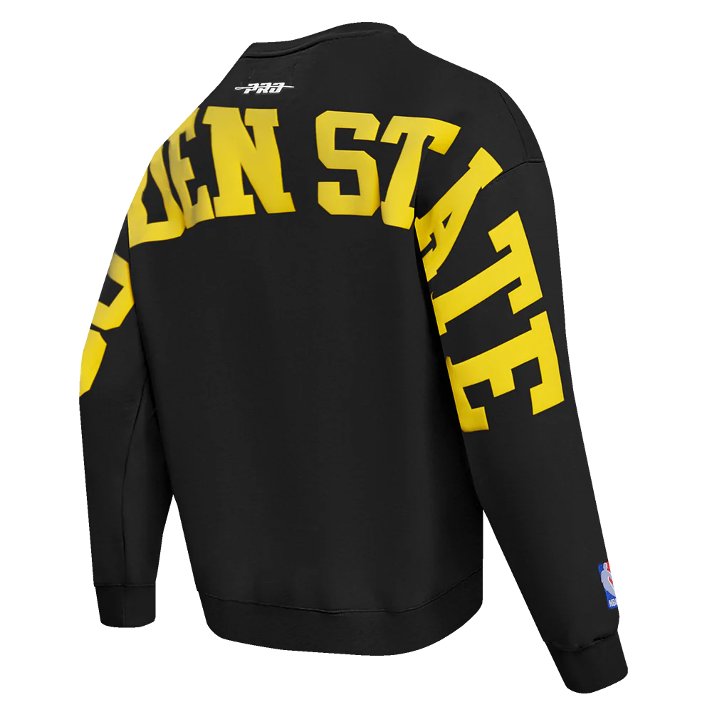 NBA GOLDEN STATE WARRIORS WINGSPAN MEN'S DROP SHOULDER FLEECE CREWNECK (BLACK) - Image 6