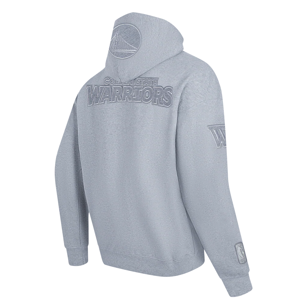 NBA GOLDEN STATE WARRIORS REVERSE FRENCH TERRY MEN'S DROP SHOULDER FLEECE PULLOVER HOODIE (DARK HEATHER GRAY) - Image 4