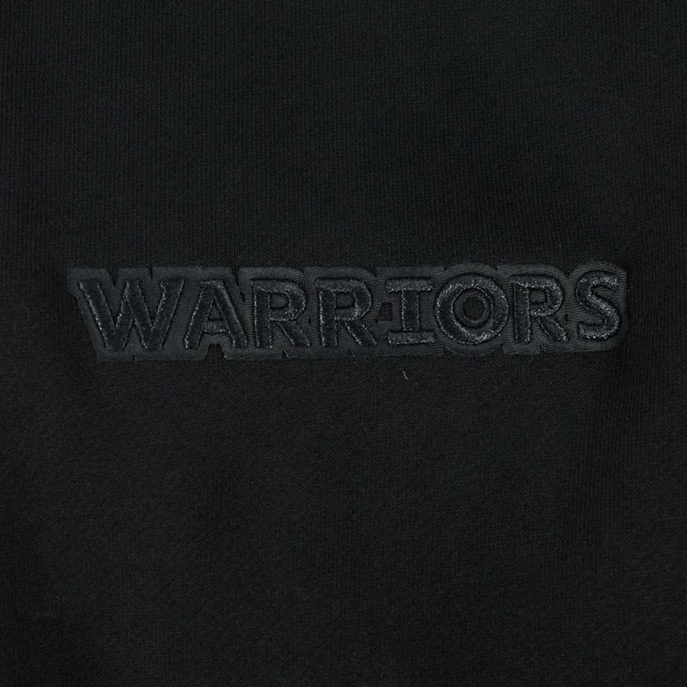 NBA GOLDEN STATE WARRIORS BLACKOUT MEN'S DROP SHOULDER FLC PO HOODIE (BLACK) - Image 7