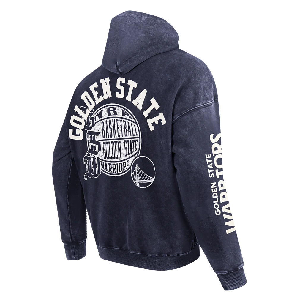 NBA GOLDEN STATE WARRIORS STREET TEAM MEN'S ENZYME WASH DS FT PO HOODIE (WASHED MIDNIGHT NAVY) - Image 4