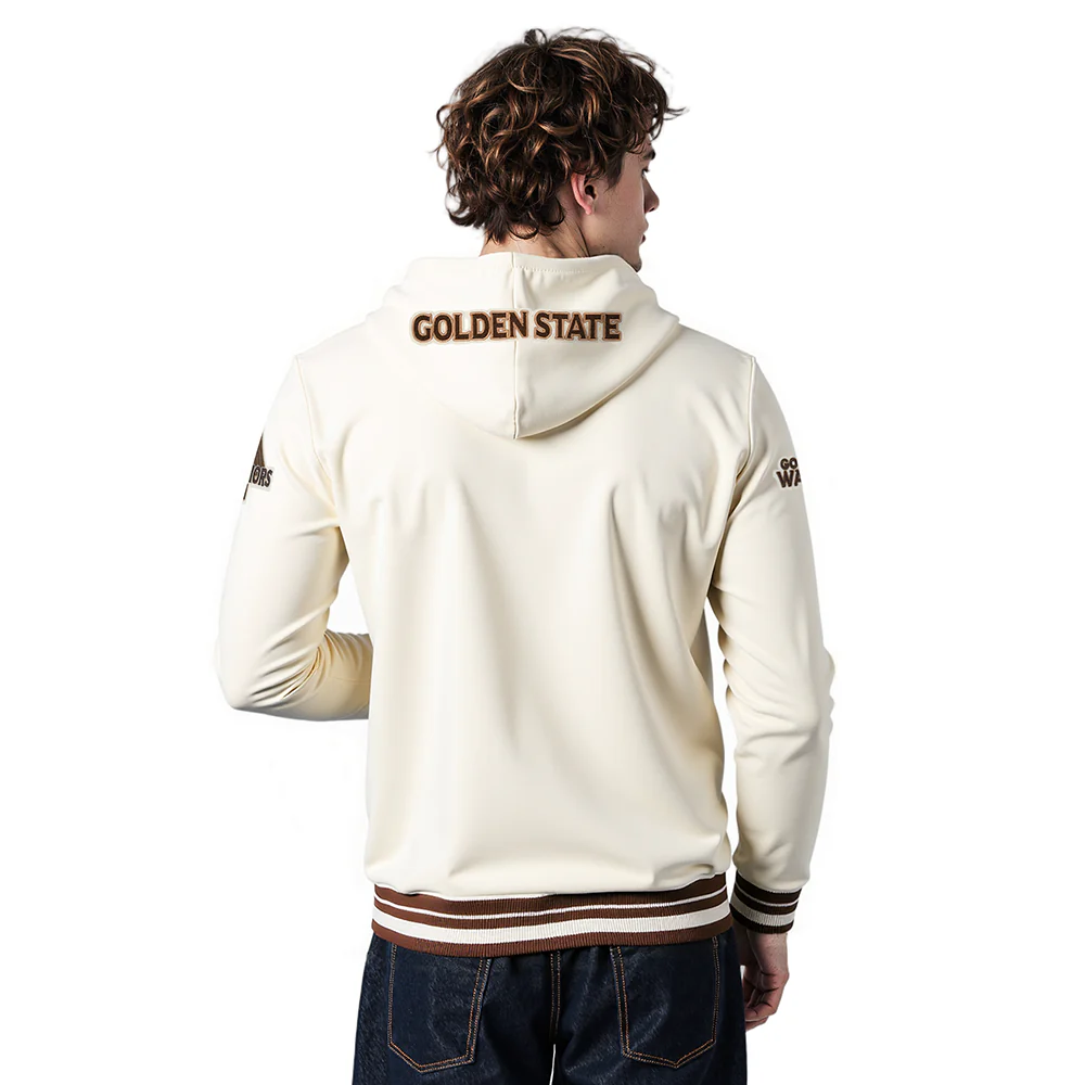 NBA GOLDEN STATE WARRIORS CITY EDITION 25-26 MEN'S RIB FLC PO HOODIE (EGGSHELL/ BROWN) - Image 2