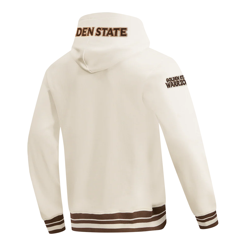 NBA GOLDEN STATE WARRIORS CITY EDITION 25-26 MEN'S RIB FLC PO HOODIE (EGGSHELL/ BROWN) - Image 4