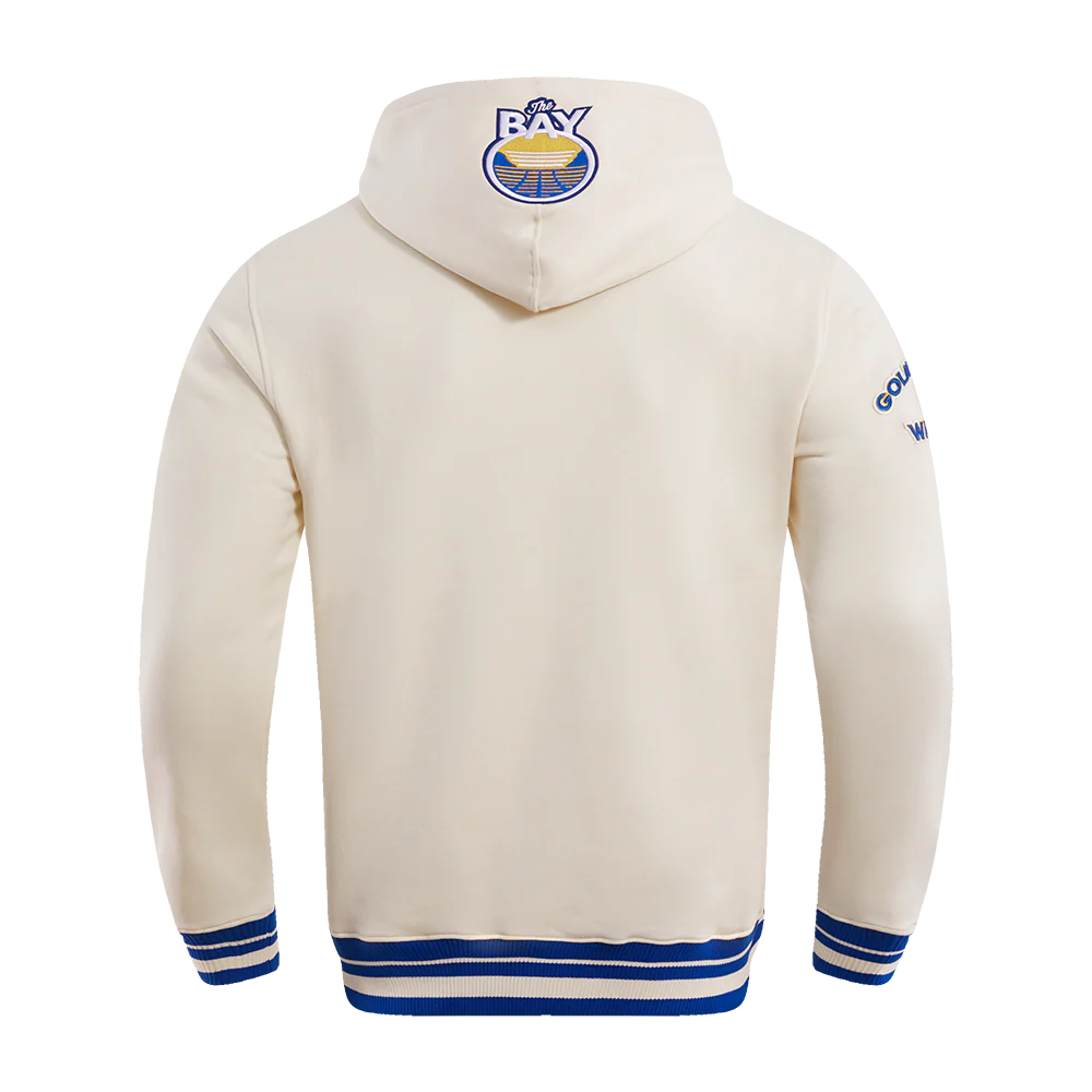 NBA GOLDEN STATE WARRIORS RETRO CLASSIC MEN'S PULLOVER HOODIE (EGGSHELL/ROYAL BLUE) - Image 3