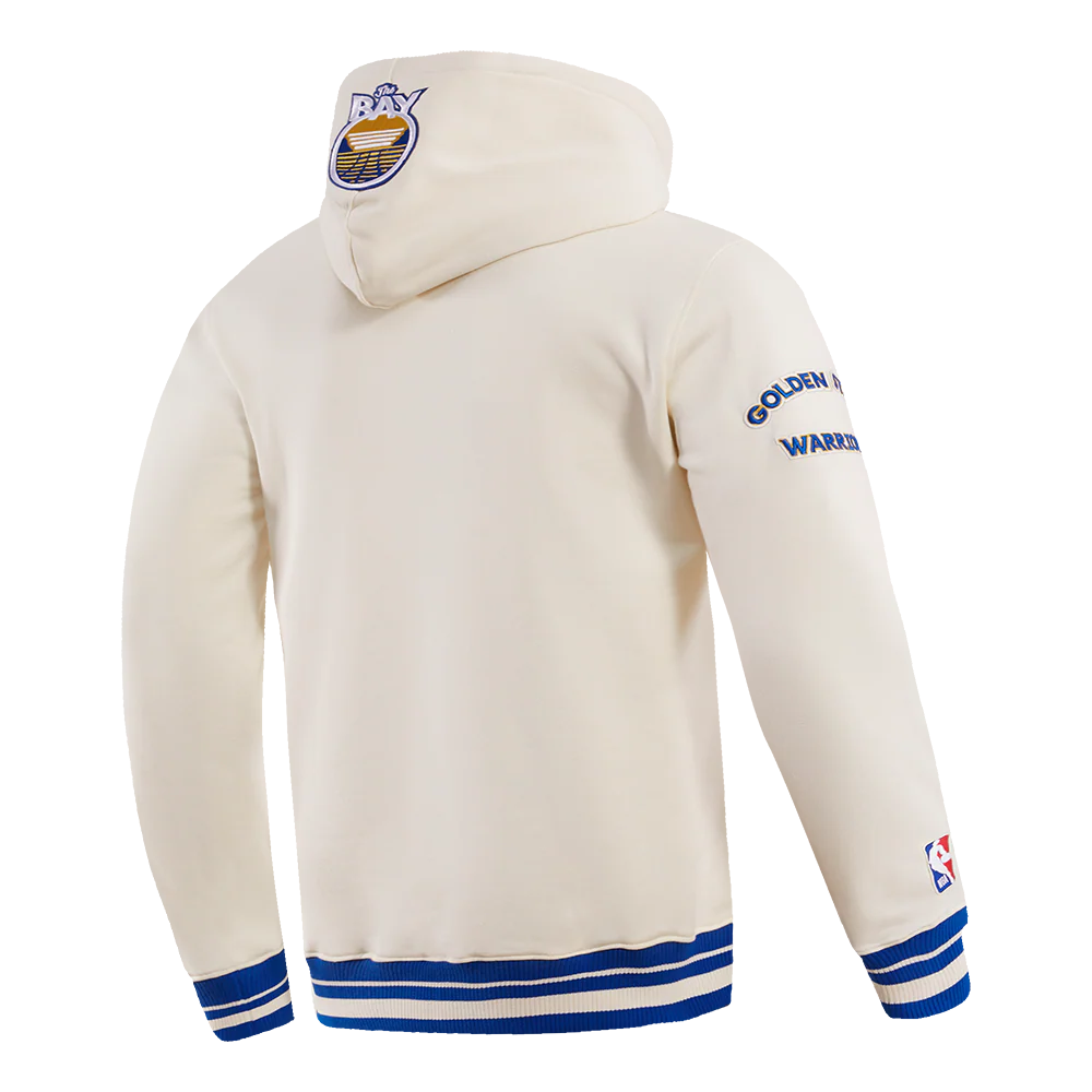 NBA GOLDEN STATE WARRIORS RETRO CLASSIC MEN'S PULLOVER HOODIE (EGGSHELL/ROYAL BLUE) - Image 4