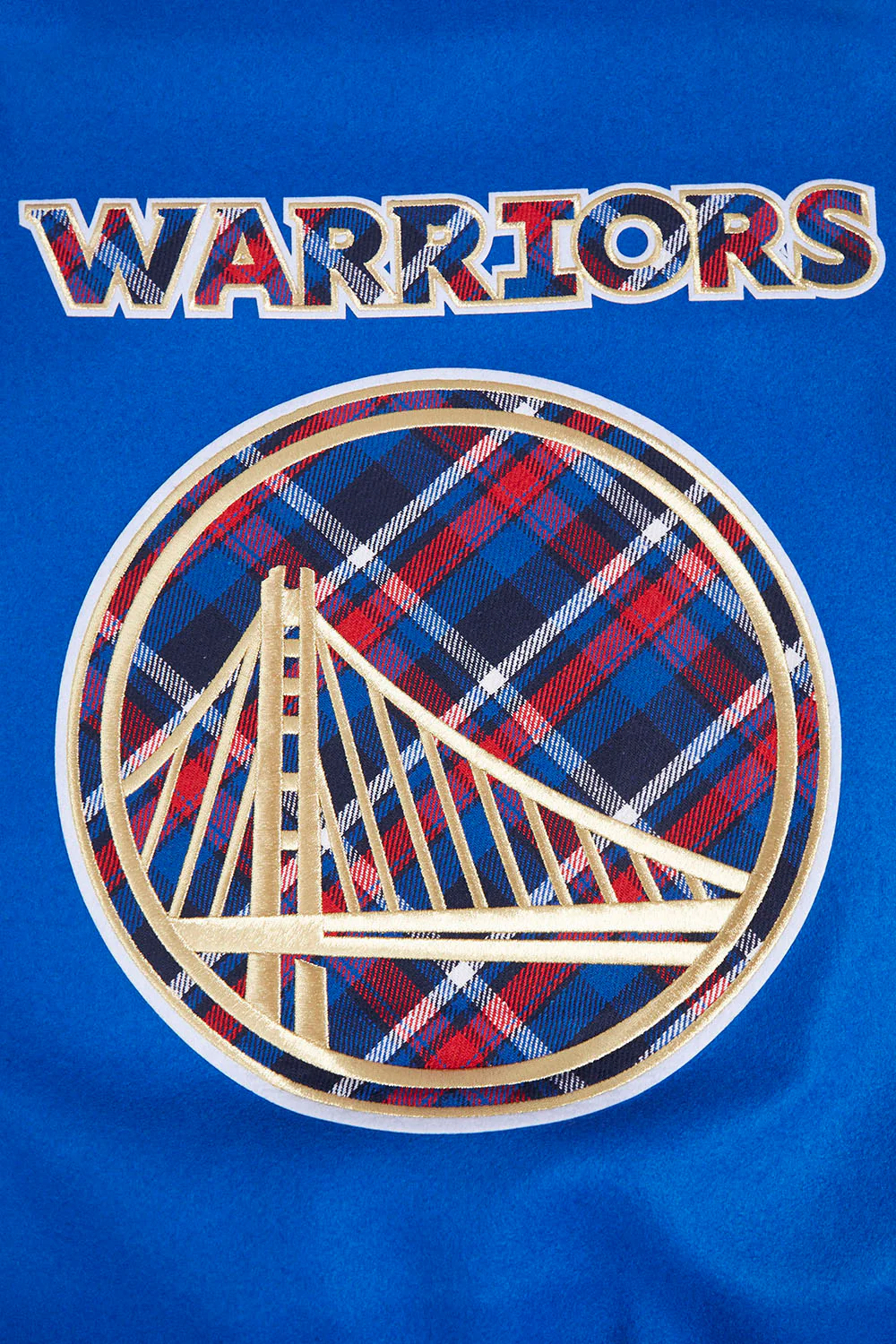 NBA GOLDEN STATE WARRIORS PRO PREP MEN'S WOOL VARSITY JACKET (ROYAL BLUE/WHITE) - Image 10