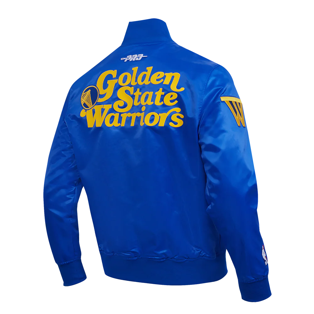 NBA GOLDEN STATE WARRIORS SOUVENIR MEN'S SATIN JACKET (ROYAL BLUE) - Image 4