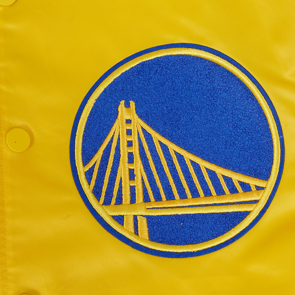 NBA GOLDEN STATE WARRIORS SOUVENIR MEN'S SATIN JACKET (YELLOW) - Image 8