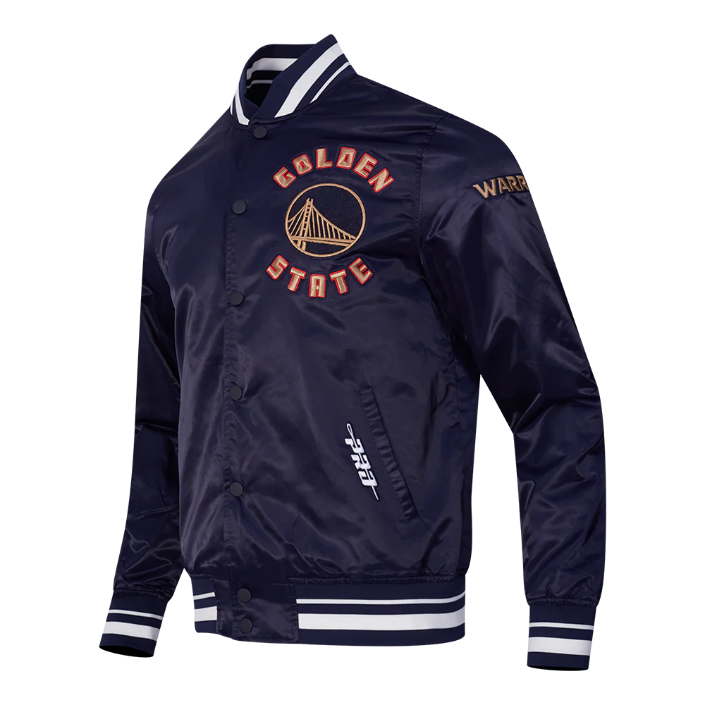 NBA GOLDEN STATE WARRIORS CITY EDITION 24-25 MEN'S RIB SATIN JACKET (MIDNIGHT NAVY) - Image 2