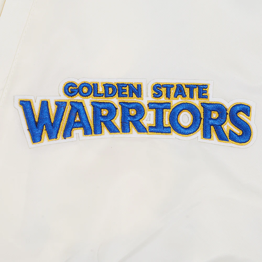 GOLDEN STATE WARRIORS BEST OF MEN'S RIB SATIN JACKET (EGGSHELL/ROYAL BLUE) - Image 12