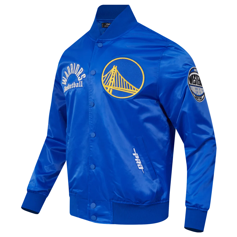 NBA GOLDEN STATE WARRIORS MODERN ORIGINALS MEN'S SATIN JACKET (ROYAL BLUE) - Image 4