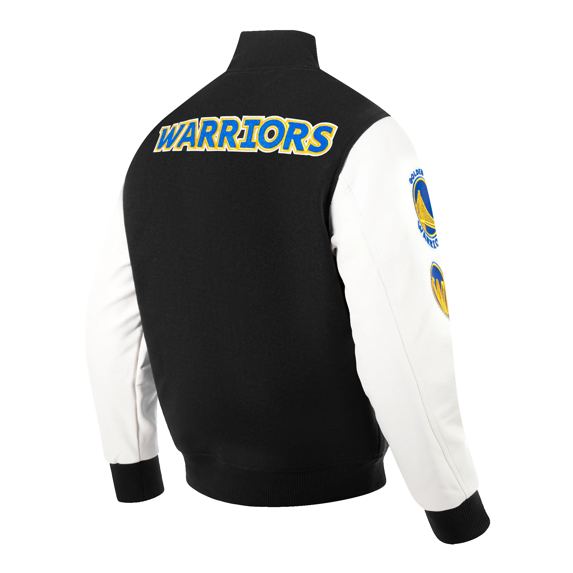 NBA GOLDEN STATE WARRIORS CLASSIC WOOL MEN'S VARSITY JACKET (BLACK/WHITE) - Image 4