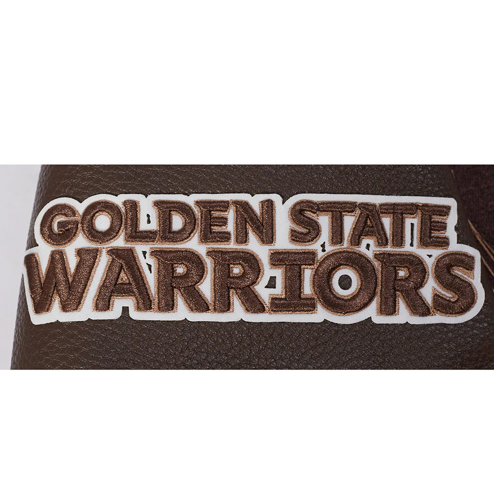 NBA GOLDEN STATE WARRIORS CITY EDITION 25-26 MEN'S RIB WOOL VARSITY JACKET (EGGSHELL/ BROWN) - Image 7