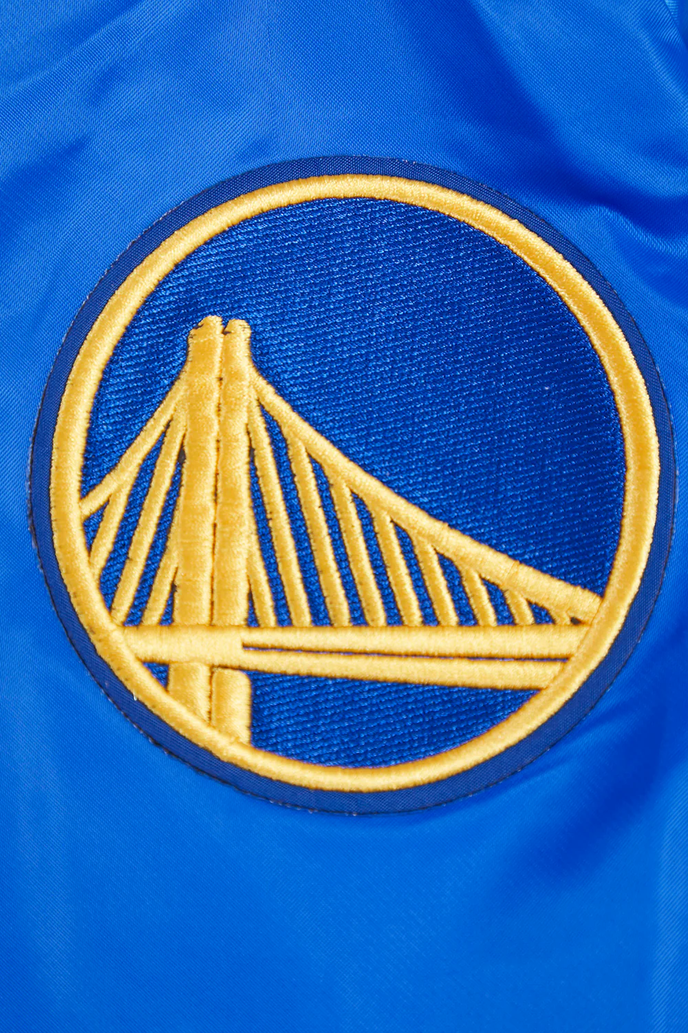 NBA GOLDEN STATE WARRIORS TEAM BIG LOGO MEN'S SATIN JACKET (ROYAL BLUE) - Image 6