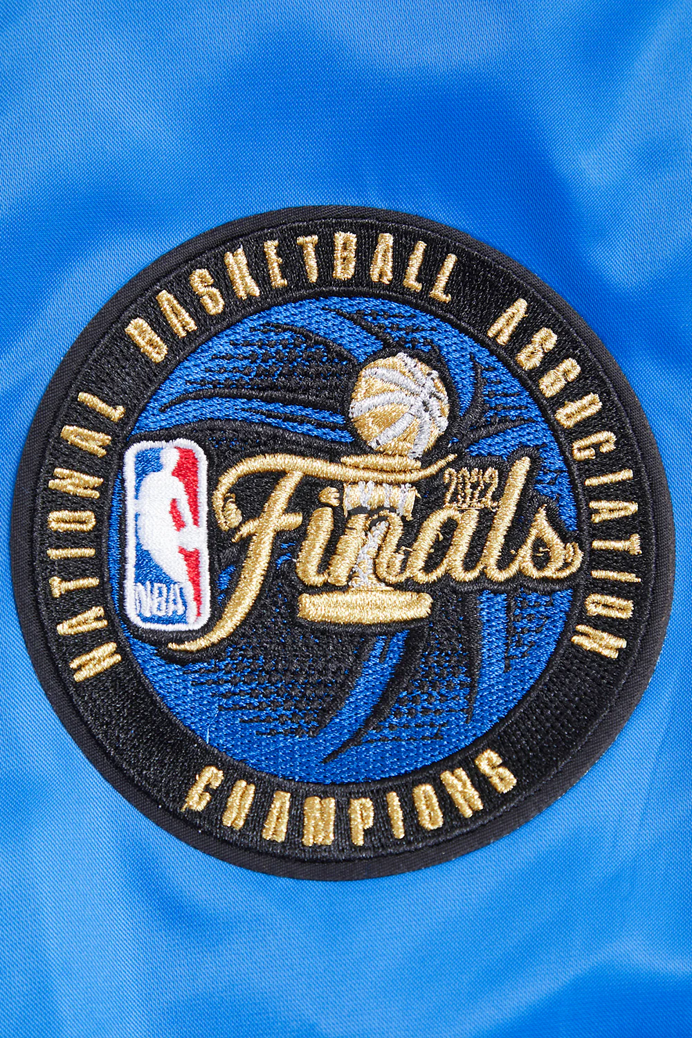 NBA GOLDEN STATE WARRIORS RETRO CLASSIC MEN'S RIB SATIN JACKET (ROYAL BLUE) - Image 7