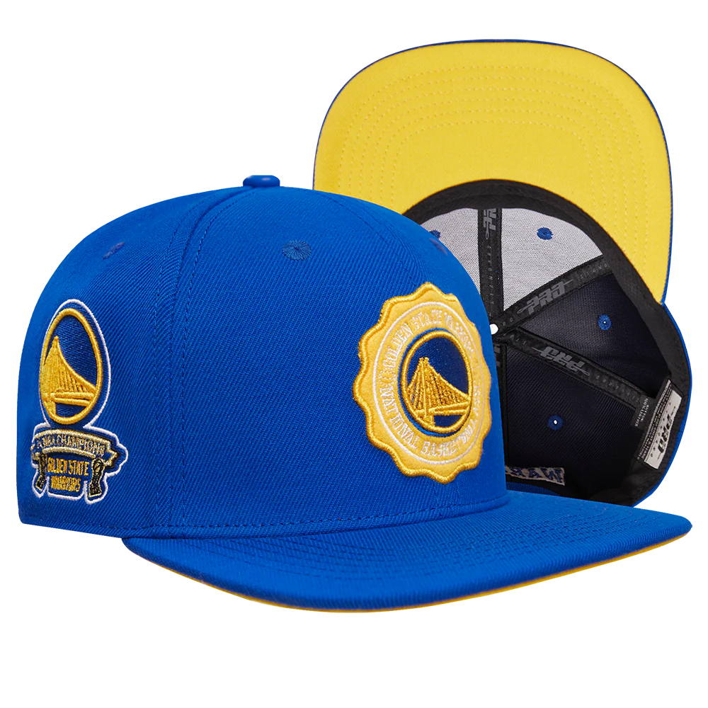 NBA GOLDEN STATE WARRIORS CREST EMBLEM WOOL SNAPBACK HAT (ROYAL BLUE) - Image 8