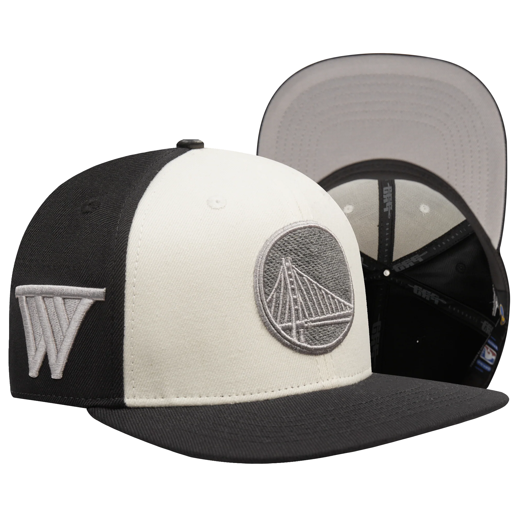 NBA GOLDEN STATE WARRIORS REVERSE FRENCH TERRY PINCH FRONT SNAPB (EGGSHELL/ BLACK) - Image 8