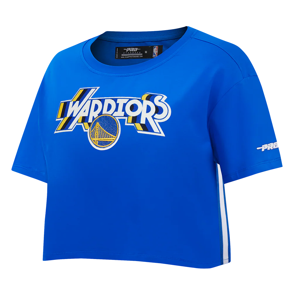 NBA GOLDEN STATE WARRIORS RETRO ELEVATION WOMEN'S SINGLE JERSEY BOXY TEE (ROYAL BLUE) - Image 2