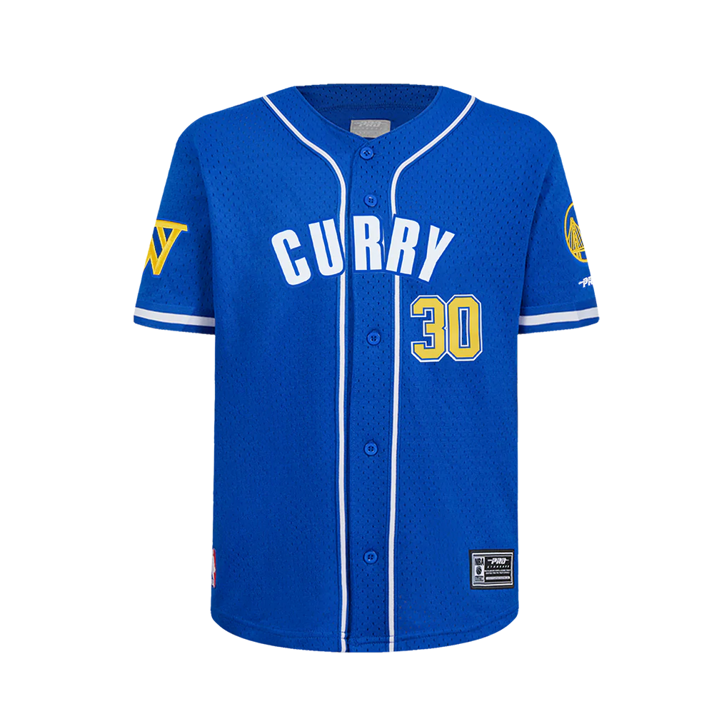 NBA GOLDEN STATE WARRIORS STEPHEN CURRY #30 CLASSIC PNN BIG BOY'S MESH BUTTON DOWN SHIRT (ROYAL BLUE)
