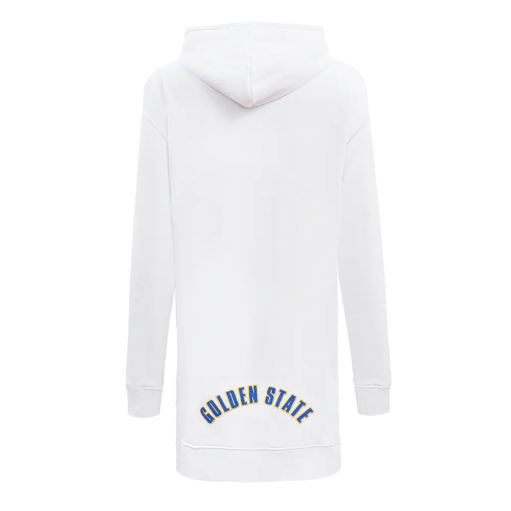NBA GOLDEN STATE WARRIORS CLASSIC WOMEN'S FLC HOODIE DRESS (WHITE) - Image 3