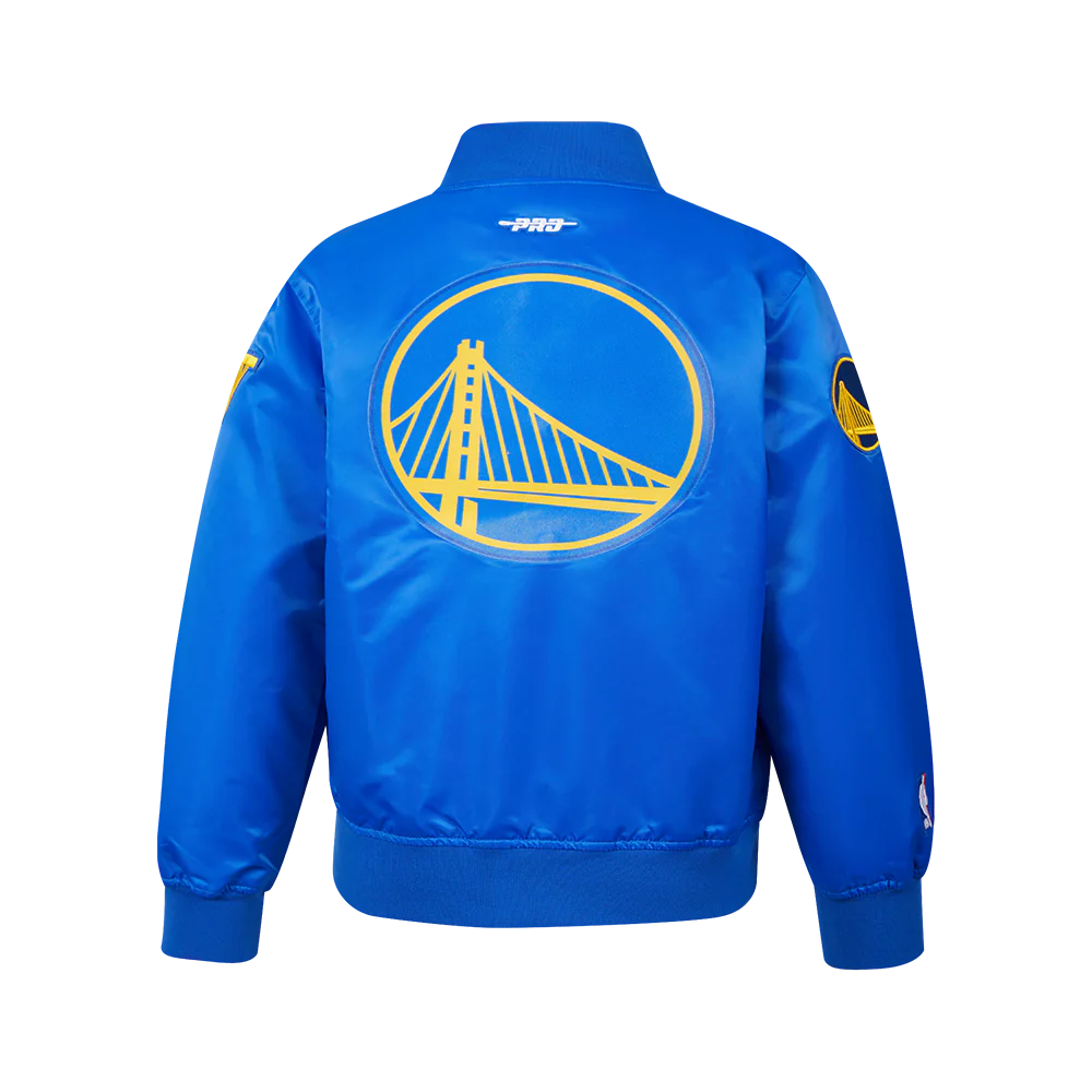 NBA GOLDEN STATE WARRIORS CLASSIC BIG BOYS SATIN JACKET (ROYAL BLUE) - Image 10