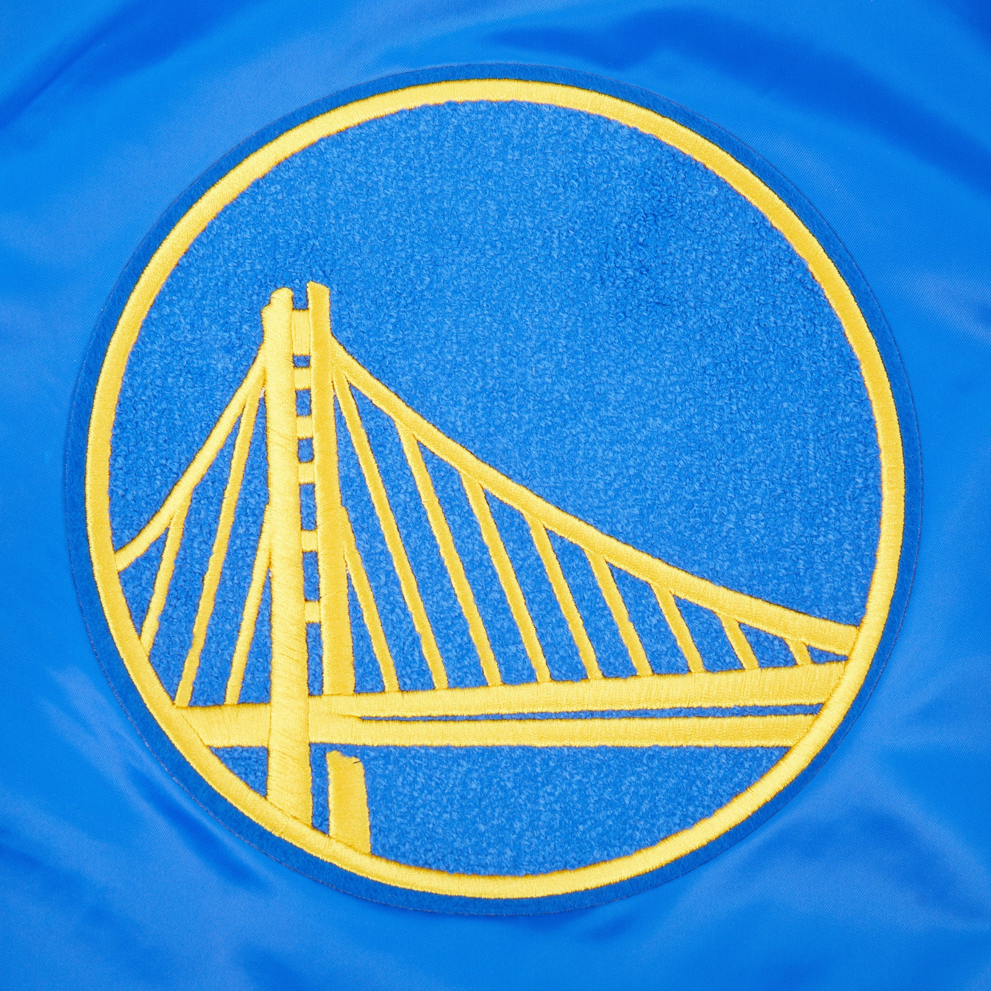 NBA GOLDEN STATE WARRIORS RETRO CLASSIC BIG BOYS RIB SATIN JACKET (ROYAL BLUE) - Image 7