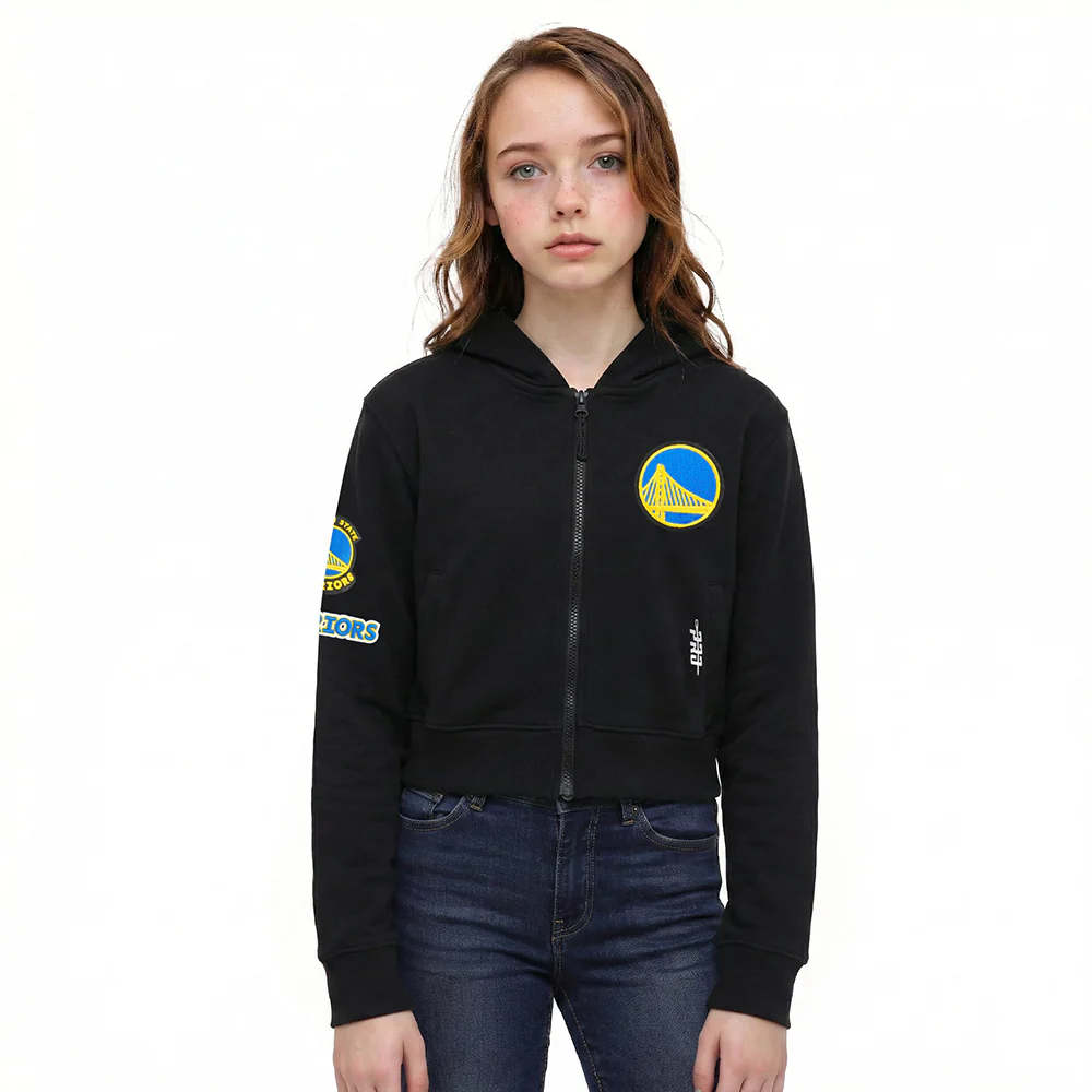 GOLDEN STATE WARRIORS CLASSIC BIG GIRL'S FLC FZ HOODIE (BLACK)