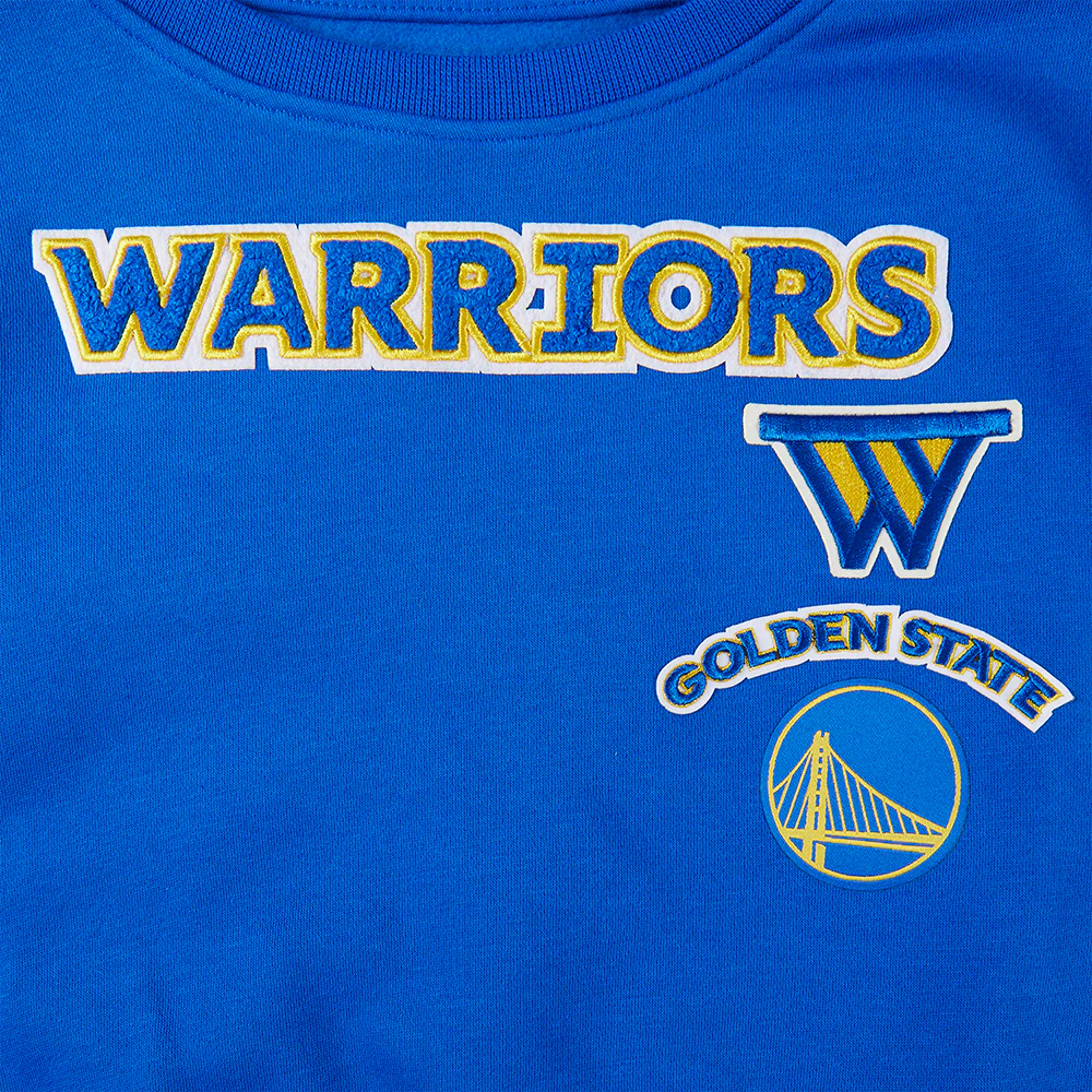NBA GOLDEN STATE WARRIORS RETRO CLASSIC BIG GIRLS RIB FLEECE CREWNECK (ROYAL BLUE) - Image 3