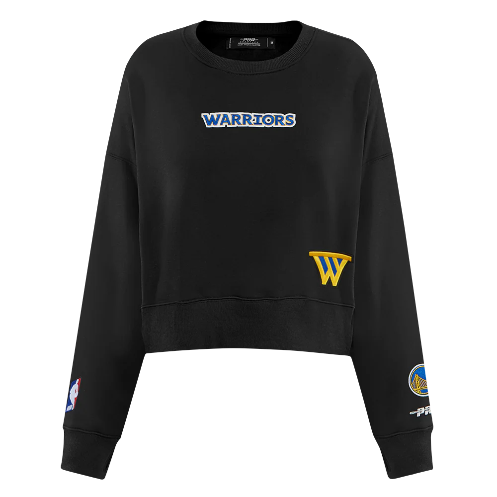 NBA GOLDEN STATE WARRIORS WINGSPAN WOMEN'S FLEECE CREWNECK (BLACK) - Image 2