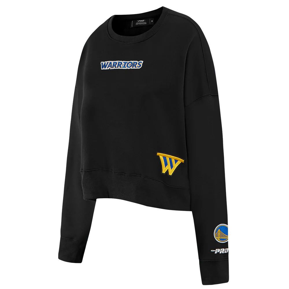 NBA GOLDEN STATE WARRIORS WINGSPAN WOMEN'S FLEECE CREWNECK (BLACK) - Image 3