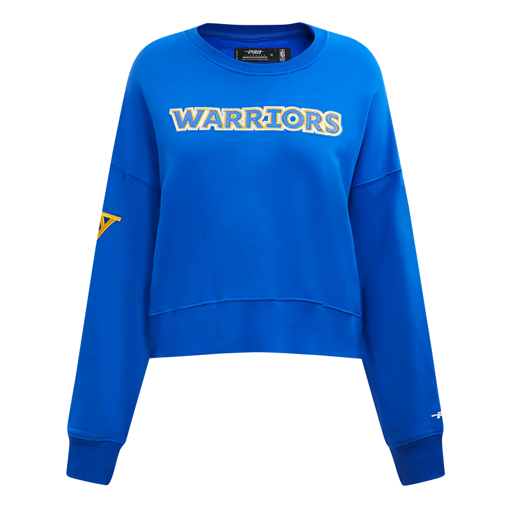 NBA GOLDEN STATE WARRIORS GAME DAY CLASSICS WOMEN'S DOUBLE KNIT CREWNECK (ROYAL BLUE)