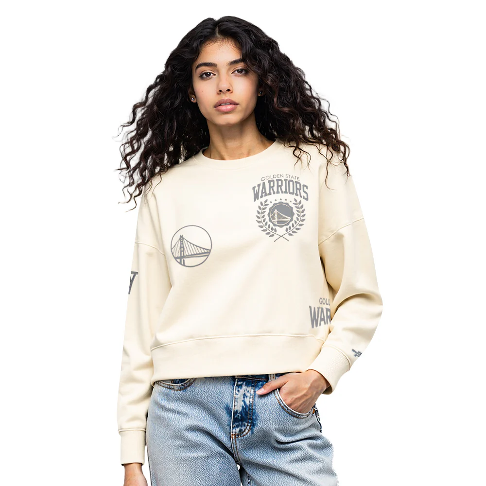 NBA GOLDEN STATE WARRIORS STREET TEAM WOMEN'S FLC CREWNECK (EGGSHELL)