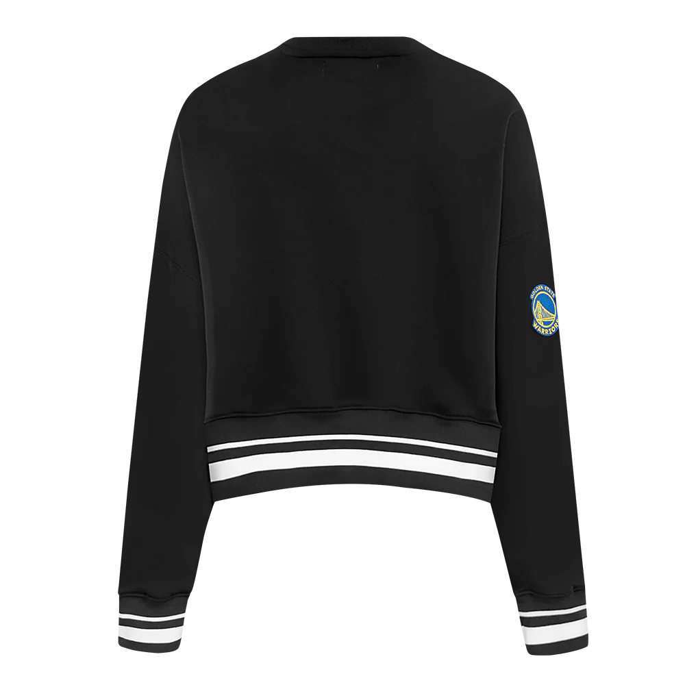 NBA GOLDEN STATE WARRIORS MASHUP WOMEN'S RIB CREWNECK (BLACK) - Image 3