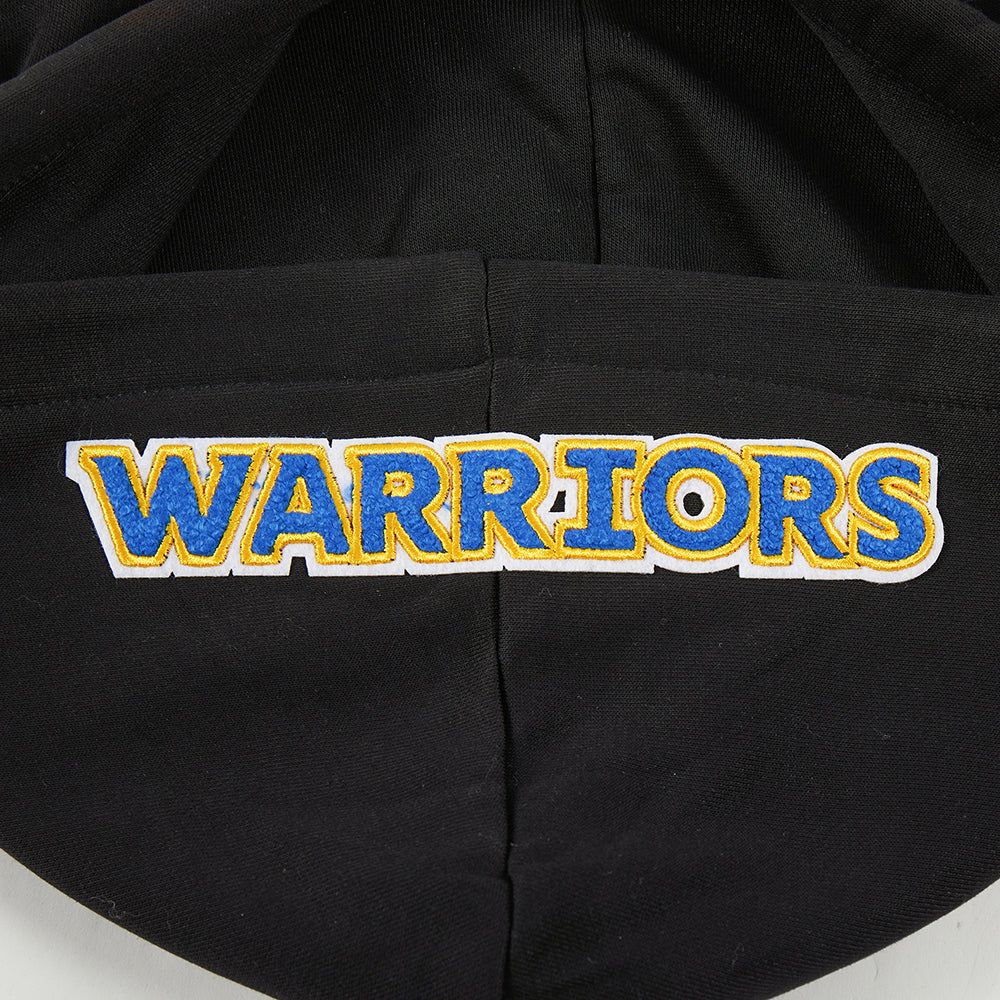 NBA GOLDEN STATE WARRIORS MASHUP WOMEN'S RIB CROPPED PULLOVER HOODIE (BLACK) - Image 5