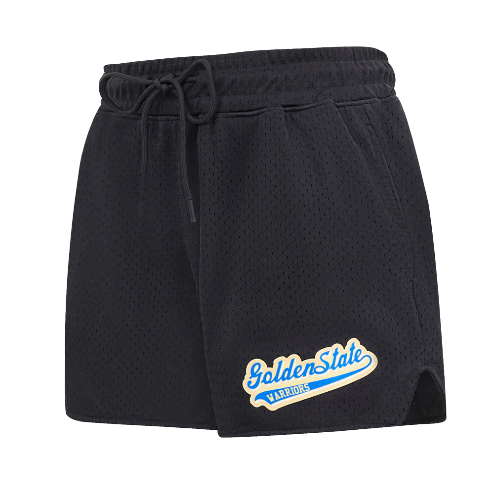 NBA GOLDEN STATE WARRIORS SCRIPT TAIL WOMEN'S MESH SHORT (BLACK)