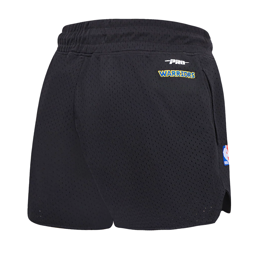 NBA GOLDEN STATE WARRIORS SCRIPT TAIL WOMEN'S MESH SHORT (BLACK) - Image 3