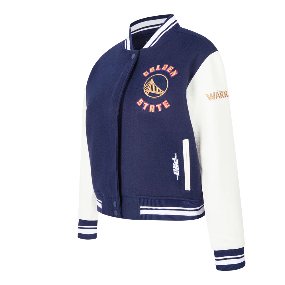 NBA GOLDEN STATE WARRIORS CITY EDITION 24-25 WOMEN'S RIB WOOL VARSITY (MIDNIGHT NAVY/WHITE) - Image 2