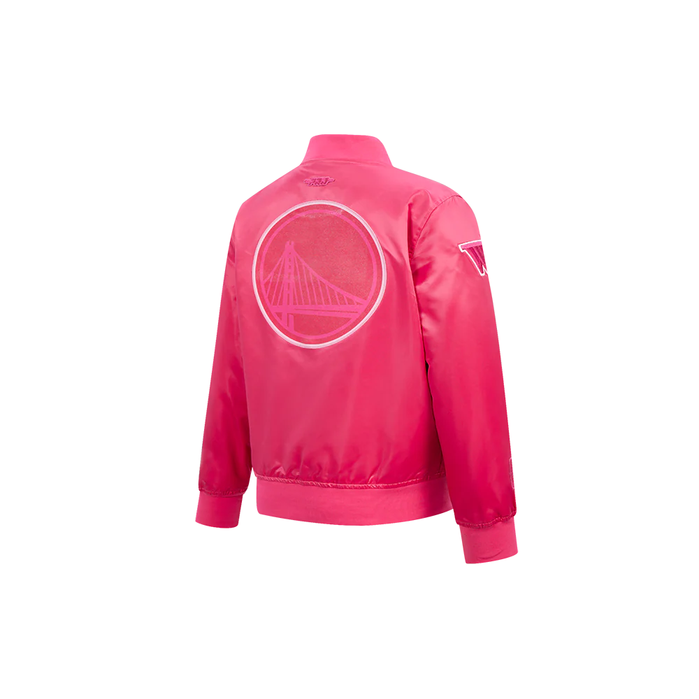 NBA GOLDEN STATE WARRIORS TRIPLE PINK LITTLE GIRLS SATIN JACKET (BEETROOT PURPLE) - Image 4