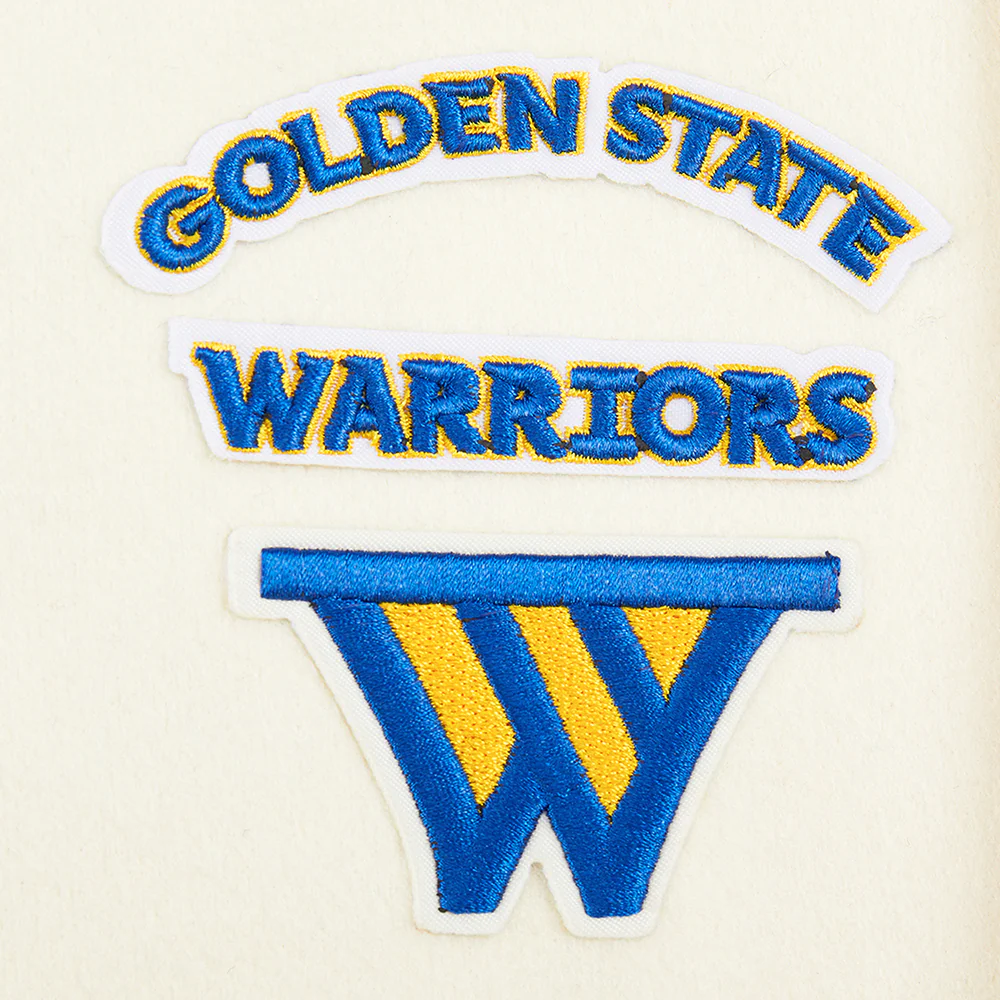 NBA GOLDEN STATE WARRIORS RETRO CLASSIC LITTLE BOYS RIB WOOL VARSITY  JACKET (EGGSHELL/ROYAL BLUE) - Image 6