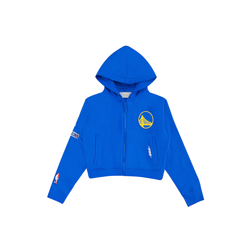 NBA GOLDEN STATE WARRIORS CLASSIC LITTLE GIRLS FLEECE FULL ZIP HOODIE (ROYAL BLUE) - Image 3