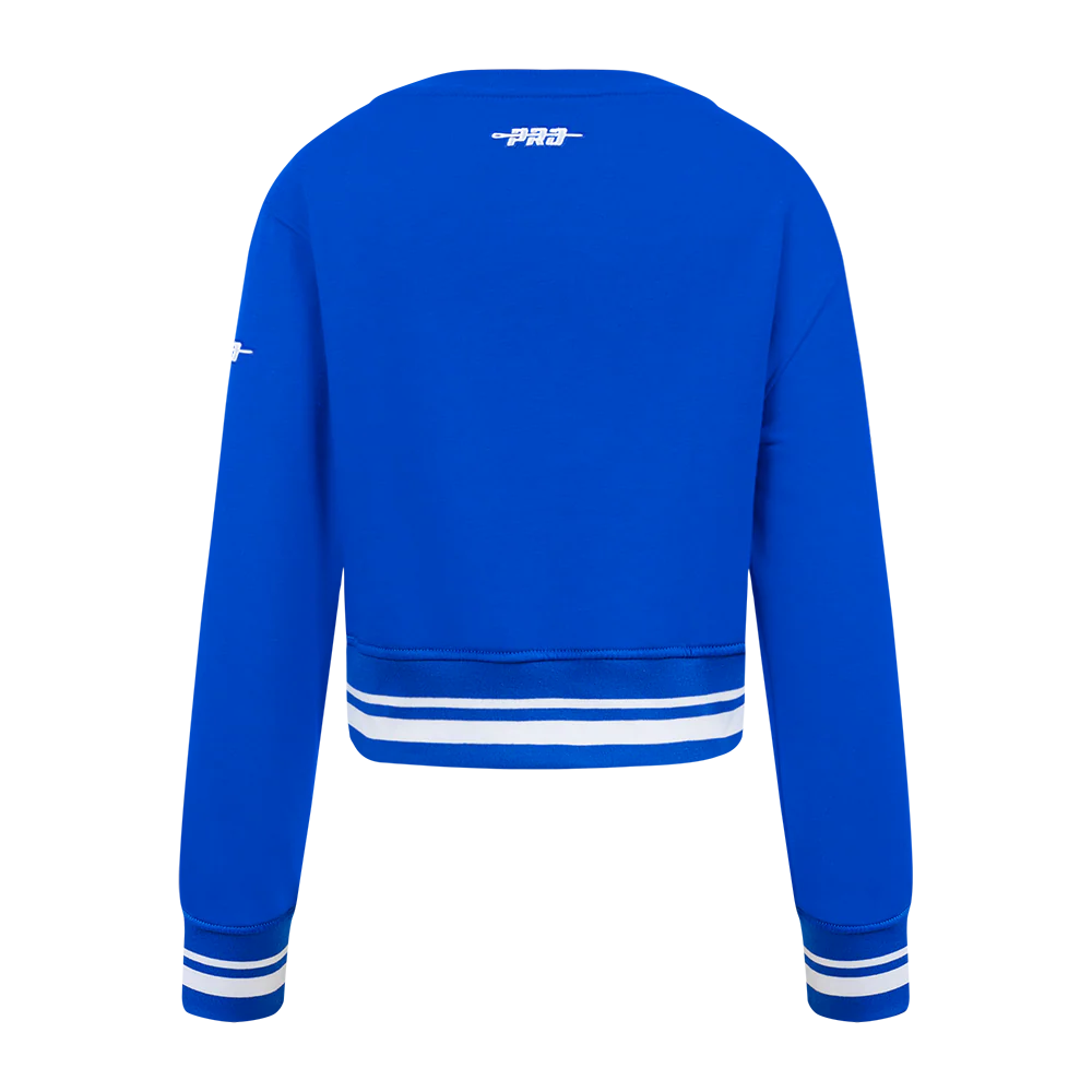 NBA GOLDEN STATE WARRIORS RETRO CLASSIC LITTLE GIRLS RIB FLEECE CREWNECK (ROYAL BLUE) - Image 3