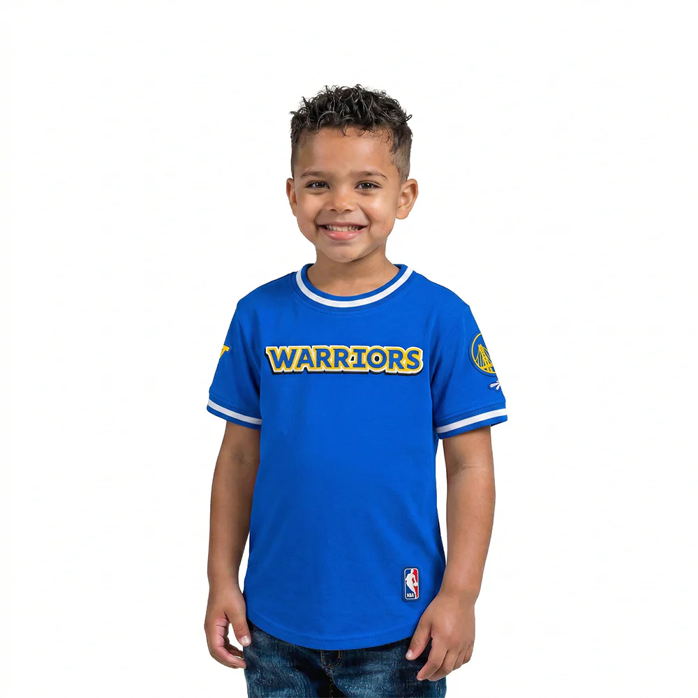 NBA GOLDEN STATE WARRIORS CLASSIC TODDLER BOYS SHORT SLEEVE STRIPED RIB TEE (ROYAL BLUE)
