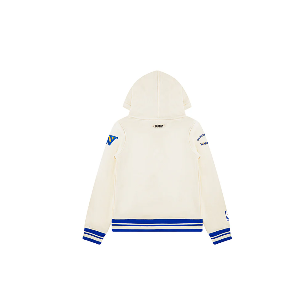NBA GOLDEN STATE WARRIORS RETRO CLASSIC TODDLER BOYS RIB FLEECE PULLOVER HOODIE (EGGSHELL/ROYAL BLUE) - Image 4