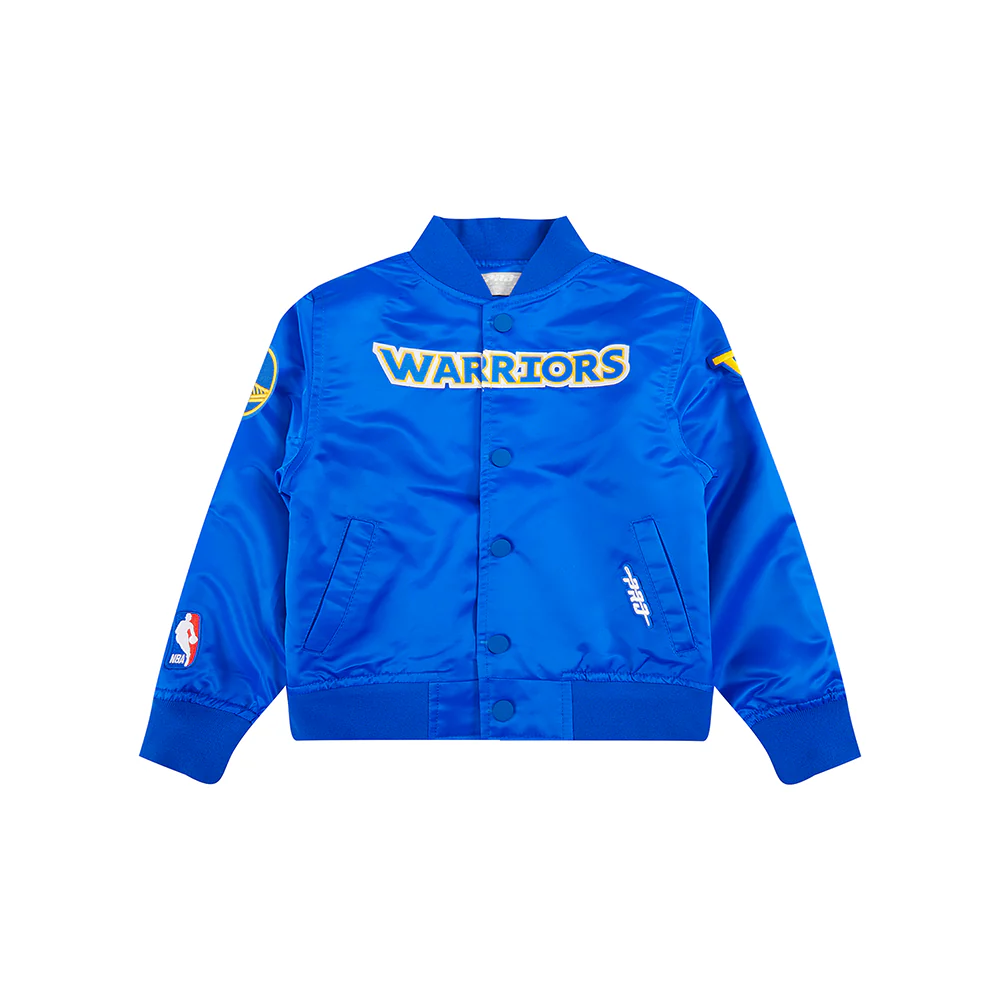 NBA GOLDEN STATE WARRIORS CLASSIC TODDLER BOYS SATIN JACKET (ROYAL BLUE) - Image 3