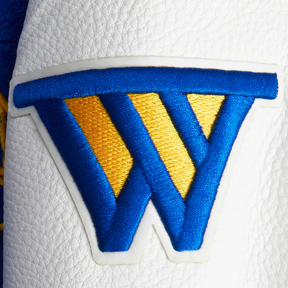 NBA GOLDEN STATE WARRIORS RETRO CLASSIC TODDLER BOYS RIB WOOL VARSITY JACKET (ROYAL BLUE/WHITE) - Image 8
