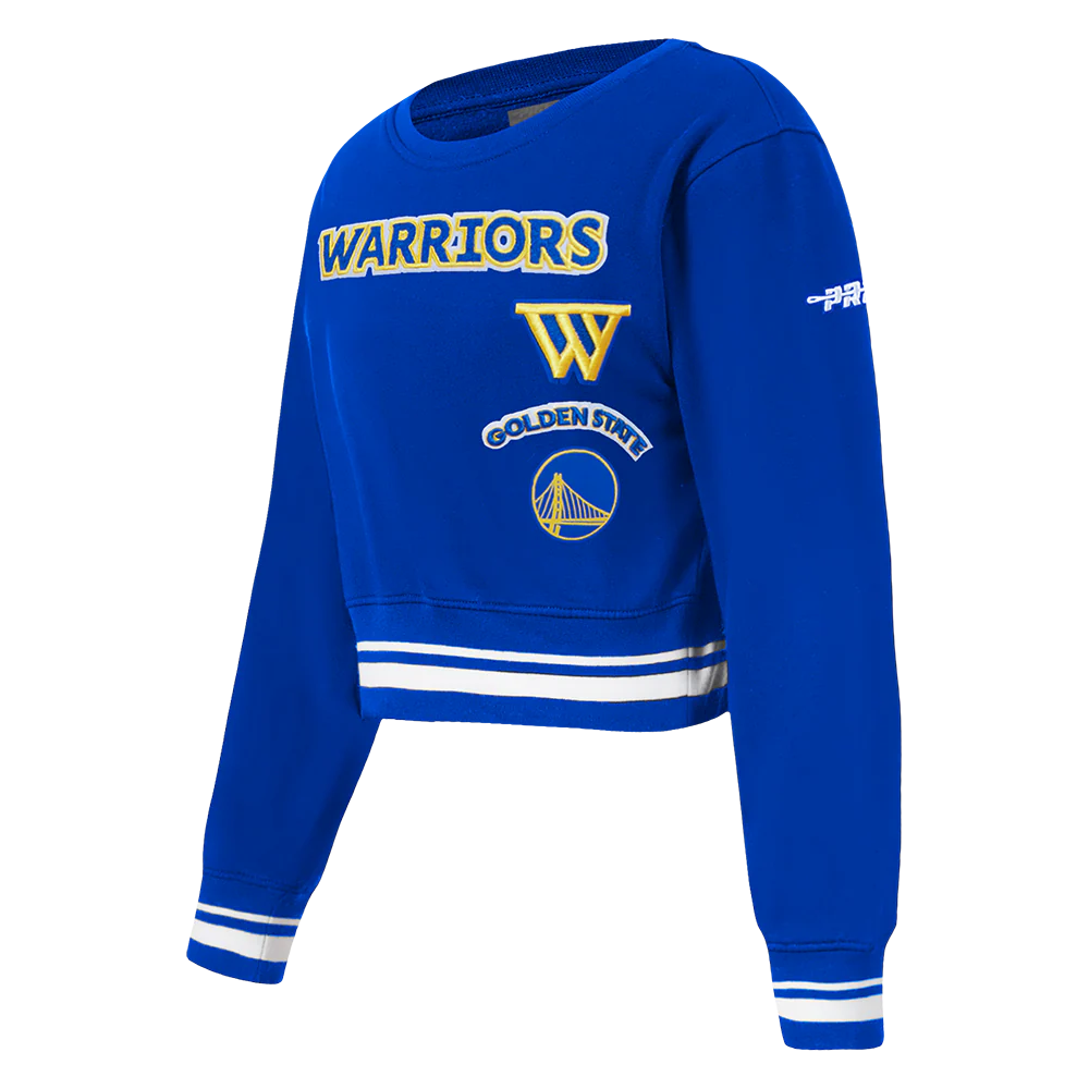 NBA GOLDEN STATE WARRIORS RETRO CLASSIC TODDLER GIRLS RIB FLEECE CREWNECK (ROYAL BLUE) - Image 2