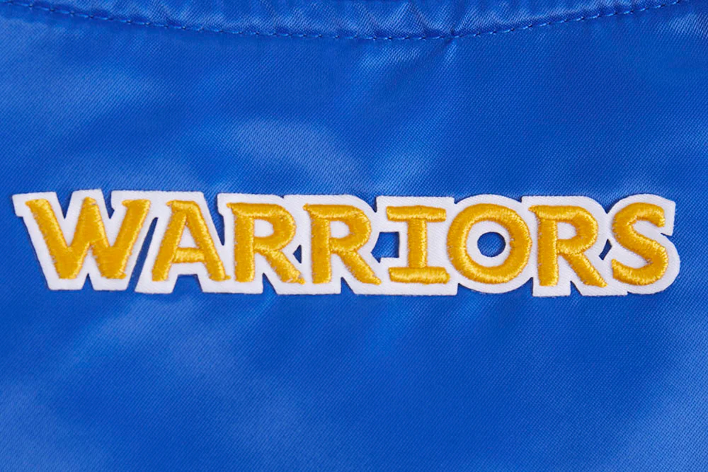 NBA GOLDEN STATE WARRIORS SCRIPT TAIL WOMEN'S SATIN JACKET (ROYAL BLUE) - Image 7
