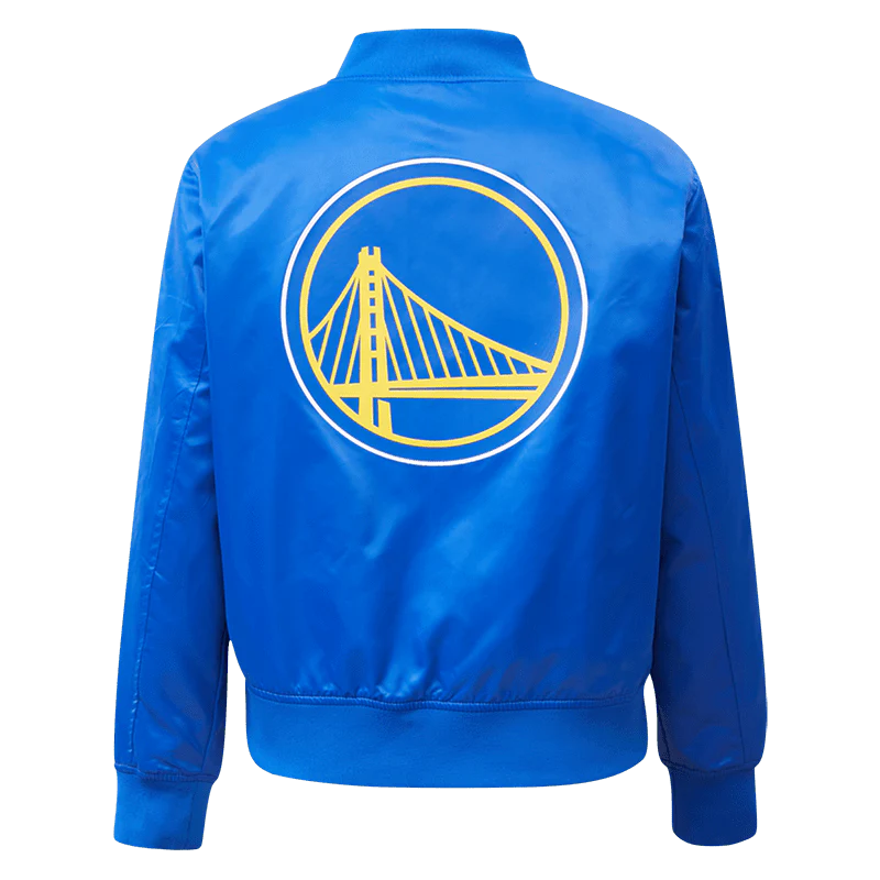 NBA GOLDEN STATE WARRIORS CLASSIC WOMEN'S SATIN JACKET (ROYAL BLUE) - Image 4