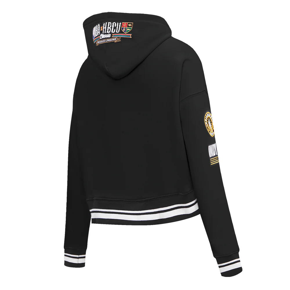 HBCU X NBA ALL STAR 2024 WOMEN'S RIB FLEECE CROPPED PULLOVER HOODIE (BLACK) - Image 3