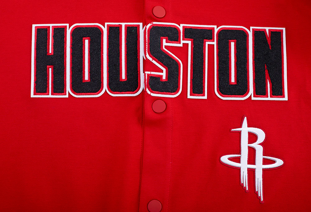 NBA HOUSTON ROCKETS CLASSIC MEN'S WARM UP JACKET (RED/BLACK) - Image 5