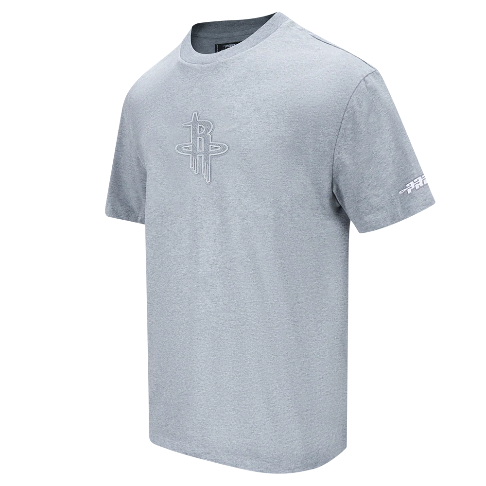 NBA HOUSTON ROCKETS REVERSE FRENCH TERRY MEN'S CJ DROP SHOULDER TEE (DARK HEATHER GRAY) - Image 2